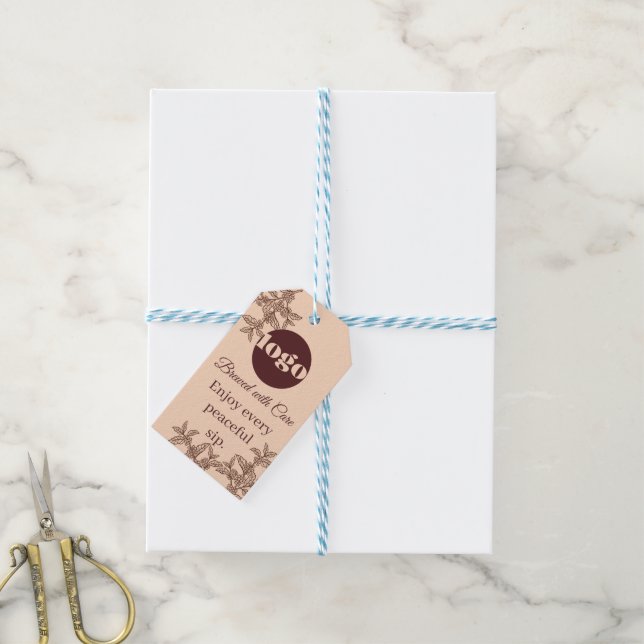 Étiquette Cadeau Café Boho Préparé avec Amour (Avec de laficelle)