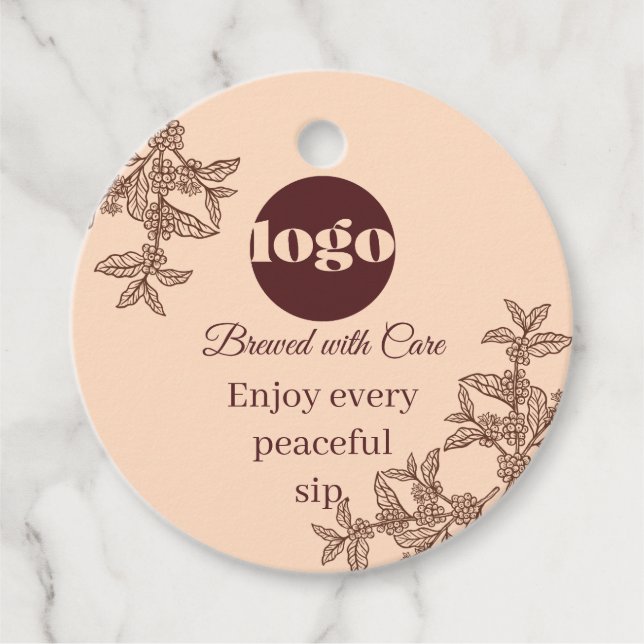 Étiquette Cadeau Café Boho Préparé avec Amour (Devant)