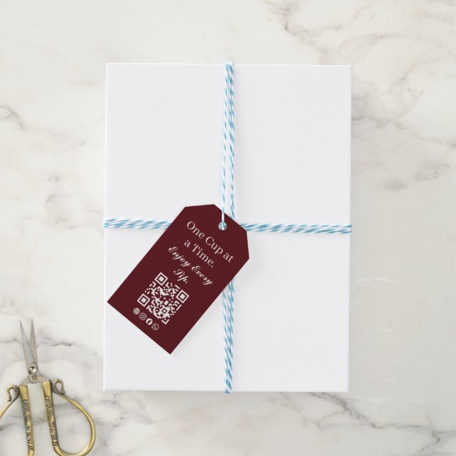 Étiquette Cadeau Café Bourgogne QR Code Profitez d (Avec de laficelle)