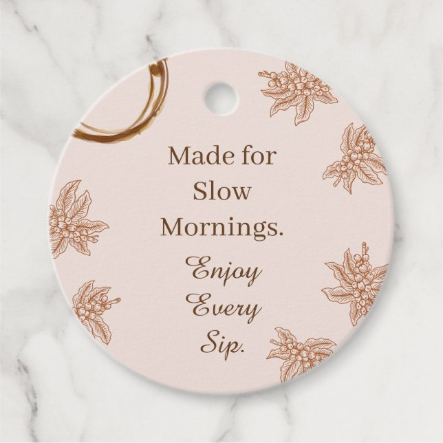 Étiquette Cadeau Café Rustique Citation Matins Len (Devant)