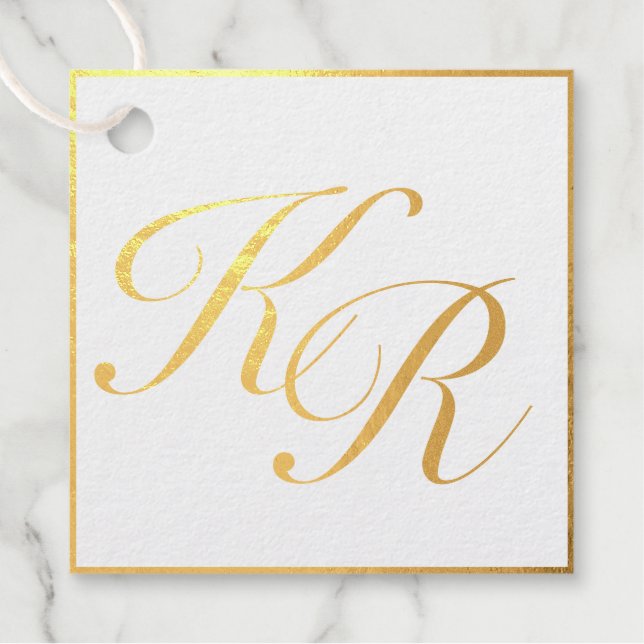 Étiquette-cadeau Calligraphie Elegant Luxe Gold Mariage (Devant)
