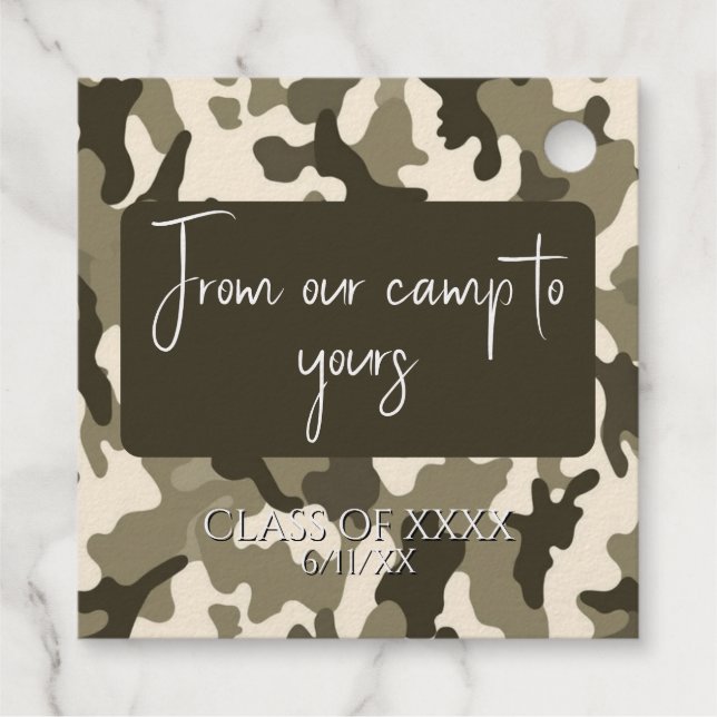 Étiquette-cadeau Camouflage Brun Terre et Tanné de Notre Camp (Dos)