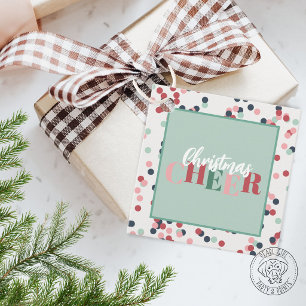 Étiquette cadeau carré Confetti Noël Joie