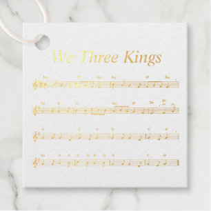 Étiquette-cadeau Carré Foil Favoriser Tag We Three Kings Music Shee