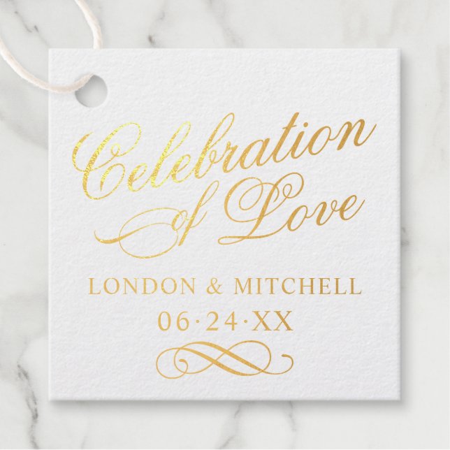 Étiquette-cadeau Celebration of Love Elegant Wedding Monogram Gold (Devant)