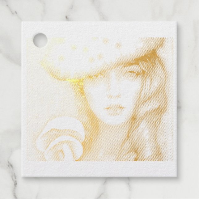 Étiquette-cadeau champignon de dame moderne vintage cool (Devant)