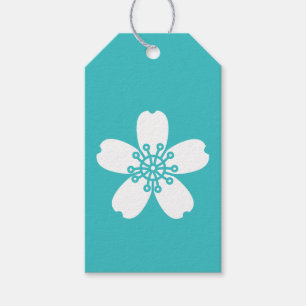 Étiquette cadeau Charmante Sakura en turquoise