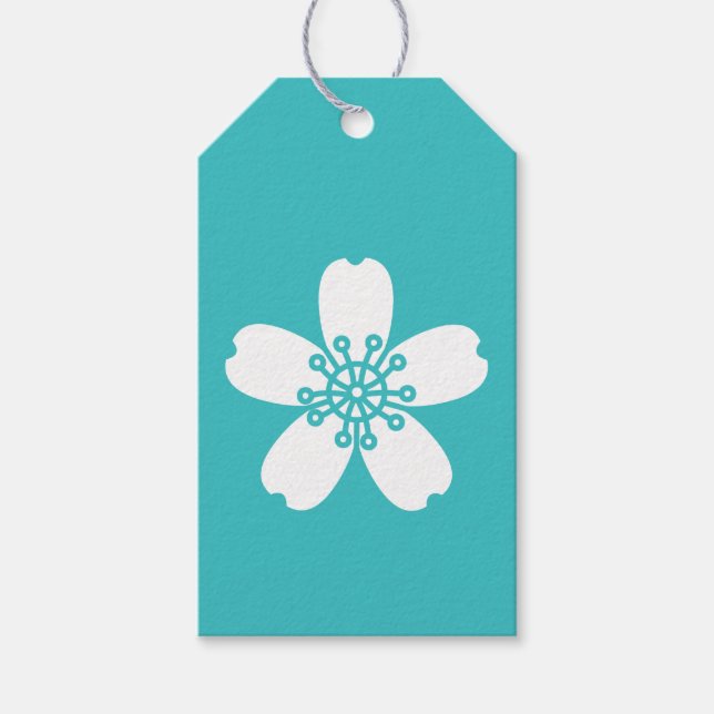 Étiquette cadeau Charmante Sakura en turquoise (Devant)