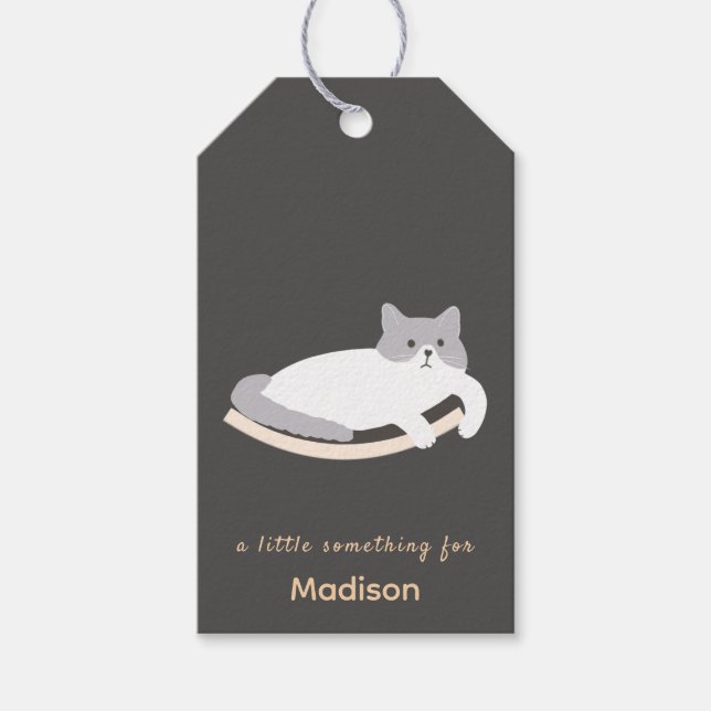 Étiquette cadeau chat mignon avec motif de mobilie (Devant)