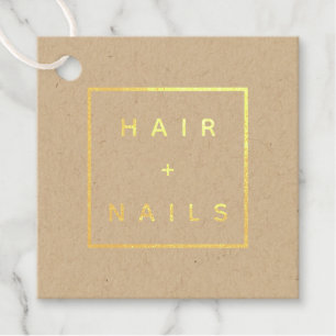 Étiquette-cadeau CHEVEUX + logo NAILS Carré kraft Foil Favoriser Ta