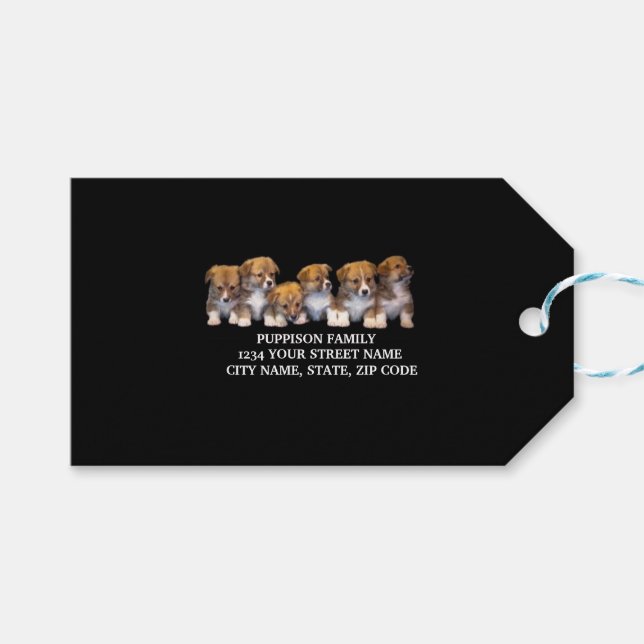 Étiquette Cadeau Chien Mignon (Devant (Horizontal))