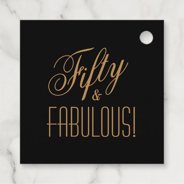Étiquette-cadeau Cinquante et FABULOUS Black & Gold 50e anniversair (Dos)