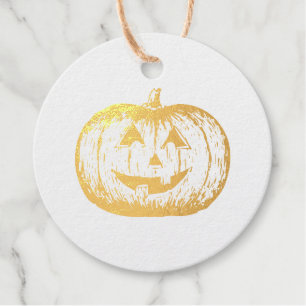 Étiquette-cadeau Citrouille classique moderne Jack-o'lanterne