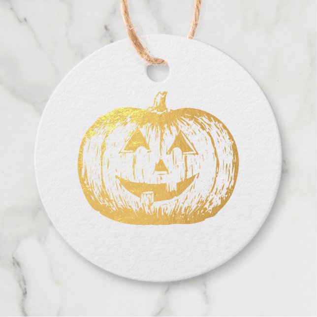 Étiquette-cadeau Citrouille classique moderne Jack-o'lanterne (Devant)