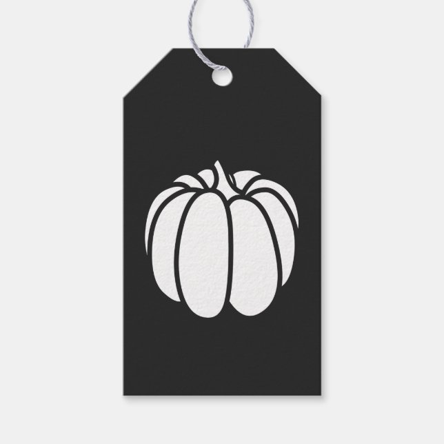 Étiquette cadeau Citrouille sur fond noir (Devant)