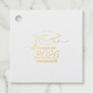 Étiquette-cadeau Class of 2026 Gold Foil Tag / Etiqueta Graduación