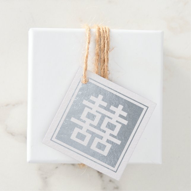 Étiquette-cadeau Classic Square Double Happiness Chinese Wedding Fo (Avec boite)