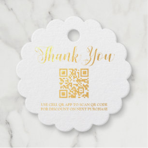 Étiquette-cadeau *~* Code à barres du QR - Balise d'or du Merci d'a