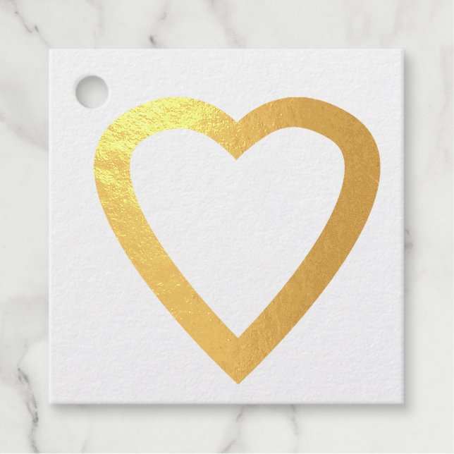 Étiquette-cadeau Cœur d'amour en feuille d'or (Devant)