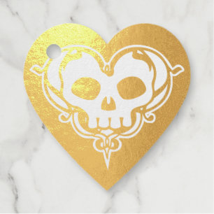 Étiquette-cadeau Coeur de crâne décoratif