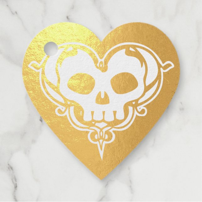 Étiquette-cadeau Coeur de crâne décoratif (Devant)