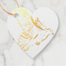 Étiquette cadeau Cœur d'Or Amour Colombe