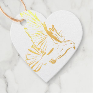 Étiquette cadeau Cœur d'Or Amour Colombe