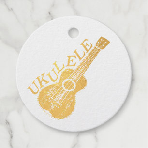Étiquette-cadeau Coeur Texte Et Image Ukulele