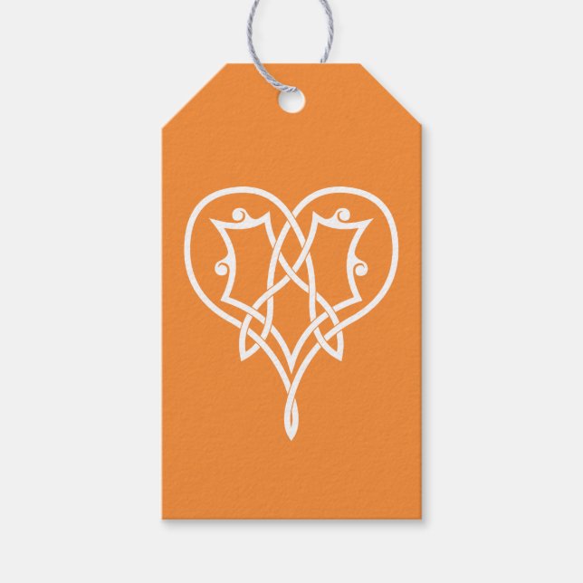 Étiquette cadeau Cœur Tissé Celtique Orange (Devant)