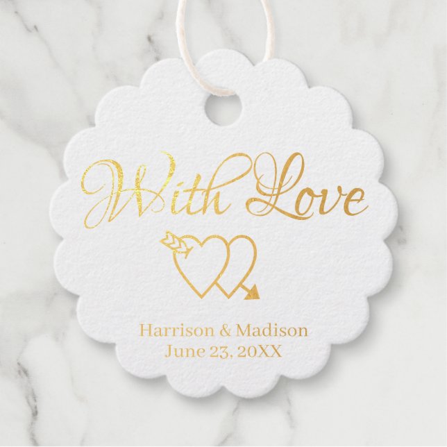 Étiquette-cadeau Coeurs de script personnalisé cadeau Mariage (Devant)