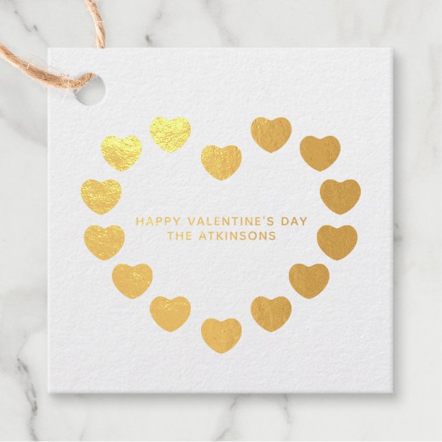 Étiquette-cadeau Cœurs dorés mignons personnalisation moderne pour  (Devant)
