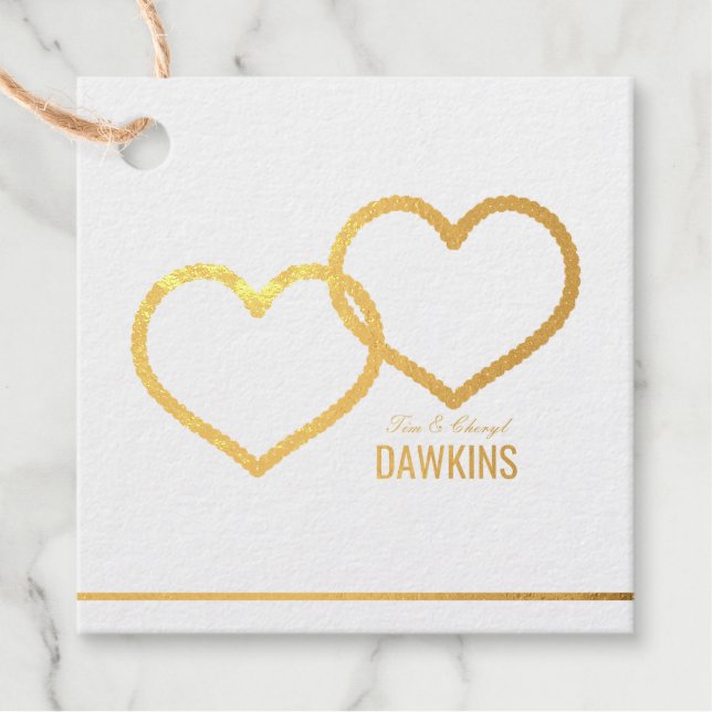 Étiquette-cadeau Coeurs liés Real Gold Foil (Devant)