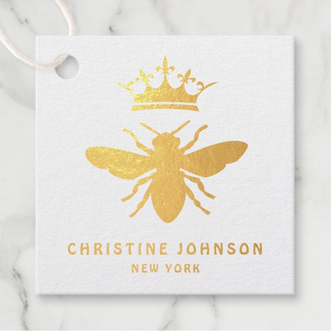 Étiquette-cadeau conception de la feuille réelle Queen Bee (Devant)