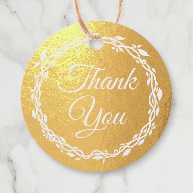 Étiquette-cadeau Coral Woodsy Mariage double face or (Devant)