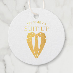 Étiquette-cadeau Costume Mariage d'or et Cravate Groomsman Proposit