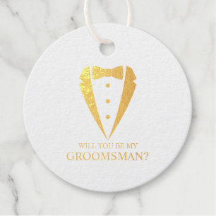 Étiquette-cadeau Costume Or Tuxedo Personnalisé Groomsman Propositi