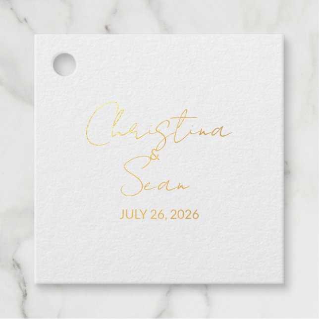 Étiquette-cadeau Couple Mariage de dauphin à huile d'or (Devant)