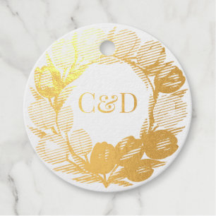 Étiquette-cadeau Couronne de mariage élégante à l'aquarelle avec tu