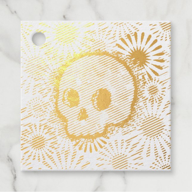 Étiquette-cadeau Crâne floral (Devant)