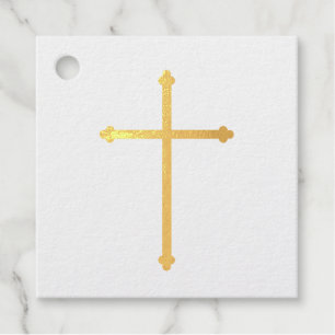 Étiquette-cadeau Croix baptisée Merci