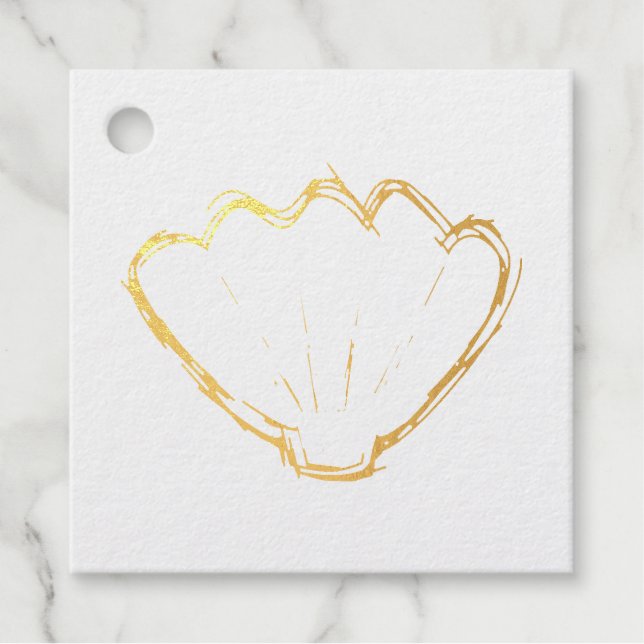 Étiquette-cadeau Croquis de coquillages (Devant)