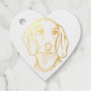 Étiquette-cadeau croquis de teckel dessiné à la main en noir et bla