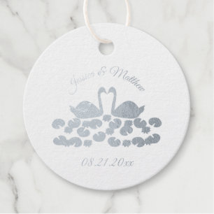 Étiquette-cadeau Cygnes blancs et nénuphars Mariage Personnalisé