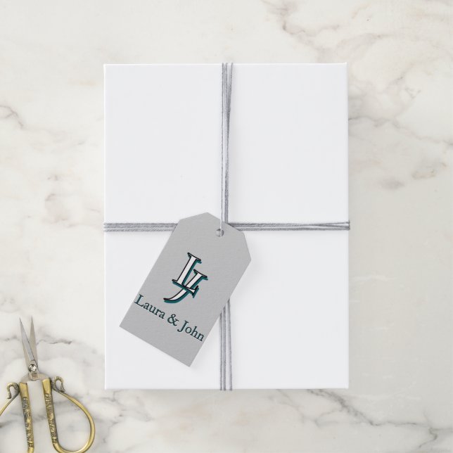 Étiquette Cadeau d'Amour avec Initiales & Noms de  (Avec de la ficelle)