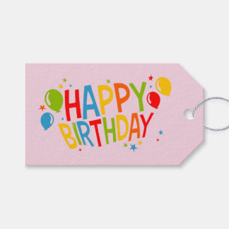 Étiquette cadeau d'anniversaire avec ballons