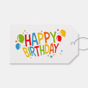 Étiquette cadeau d'anniversaire avec ballons