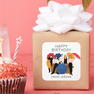 Étiquette cadeau d'anniversaire avec silhouette de