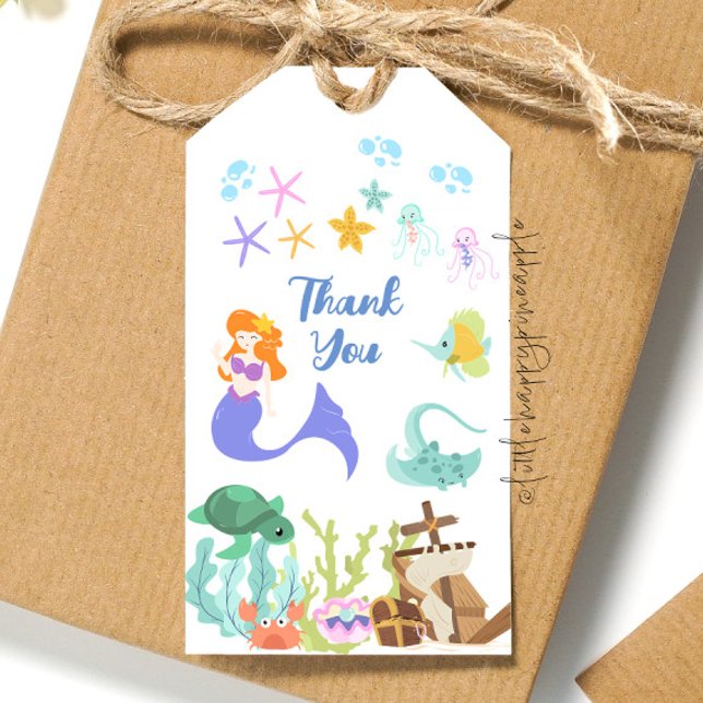 Étiquette cadeau d'anniversaire de la sirène (Créateur téléchargé)