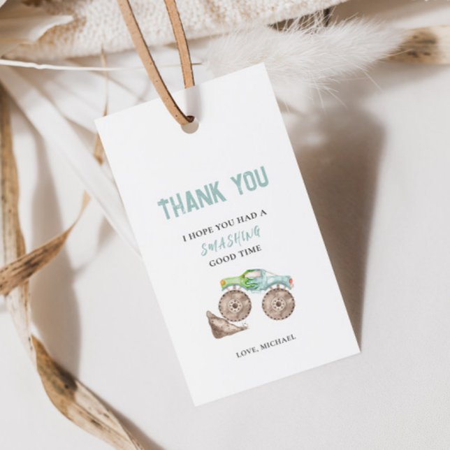 Étiquette cadeau d'anniversaire Monster Trucks (Créateur téléchargé)