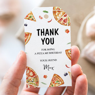 Étiquette cadeau d'anniversaire pizza